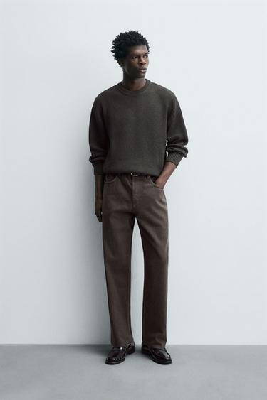 Zara STRAIGHT FIT JEANS - Brown - Image 0