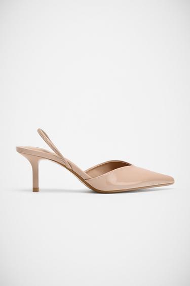 FAUX PATENT SLINGBACK SHOES - Beige by Zara
