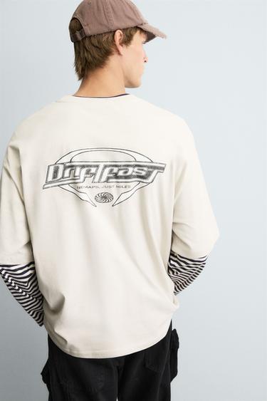 WASHED GRAPHIC T-SHIRT - Bone by Zara