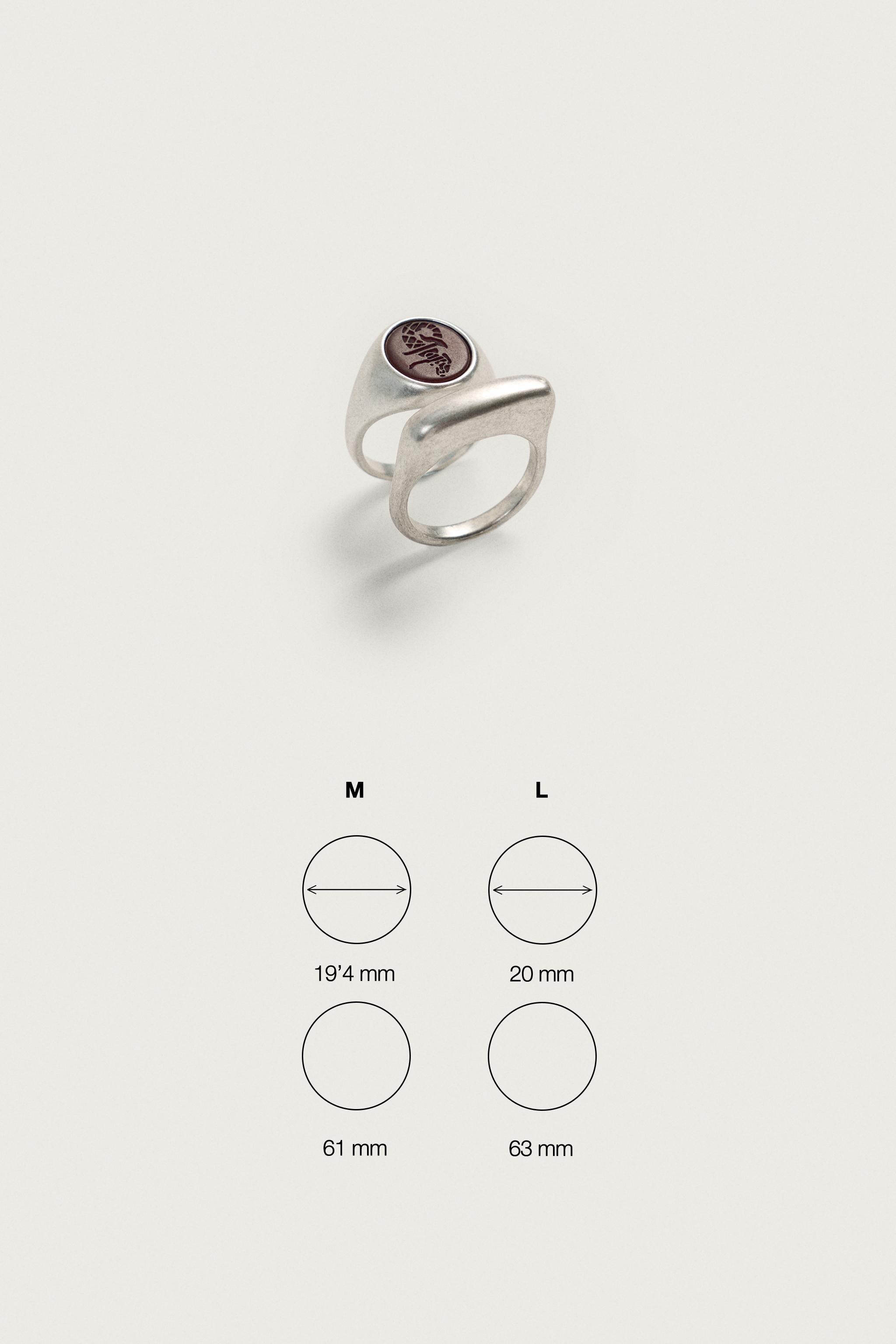 Мужские аксессуары Zara PACK OF 2 MIXED METAL RINGS — фото 7