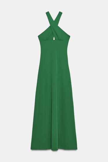 ROBE FLUIDE CROISÉE - Vert de Zara