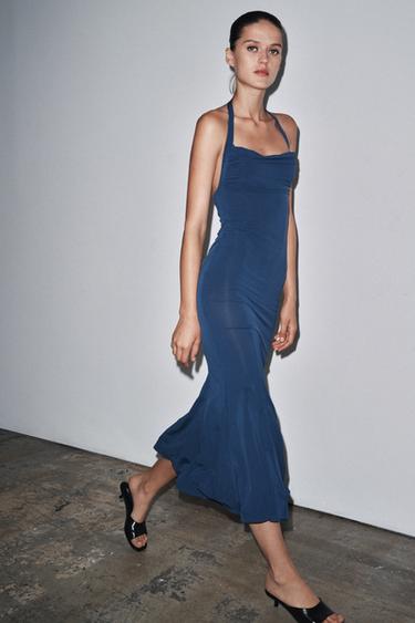 ROBE HALTER FLUIDE - Bleu roi de Zara - Image 1