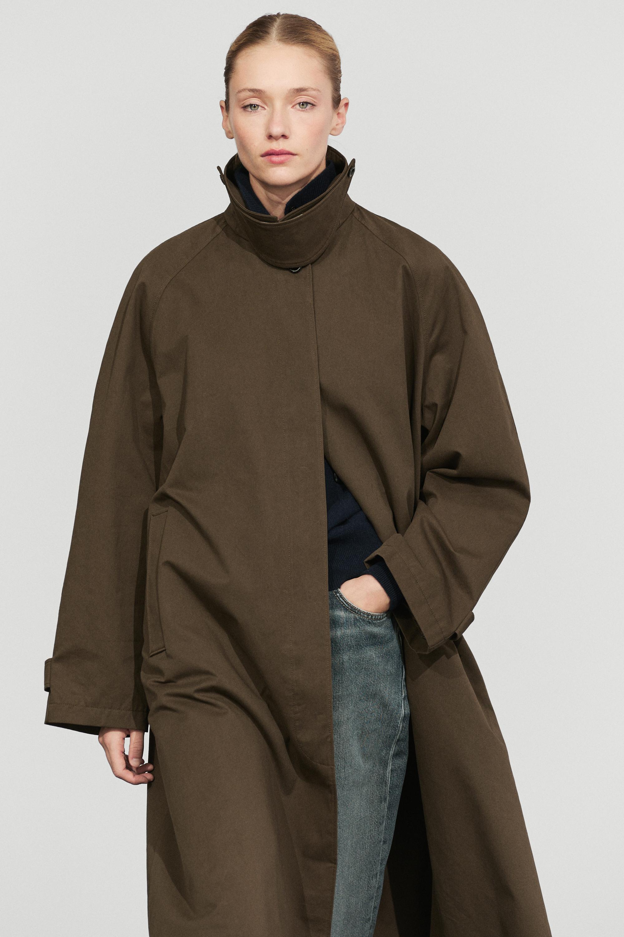 Removable Hood Trench Coat — Khaki
