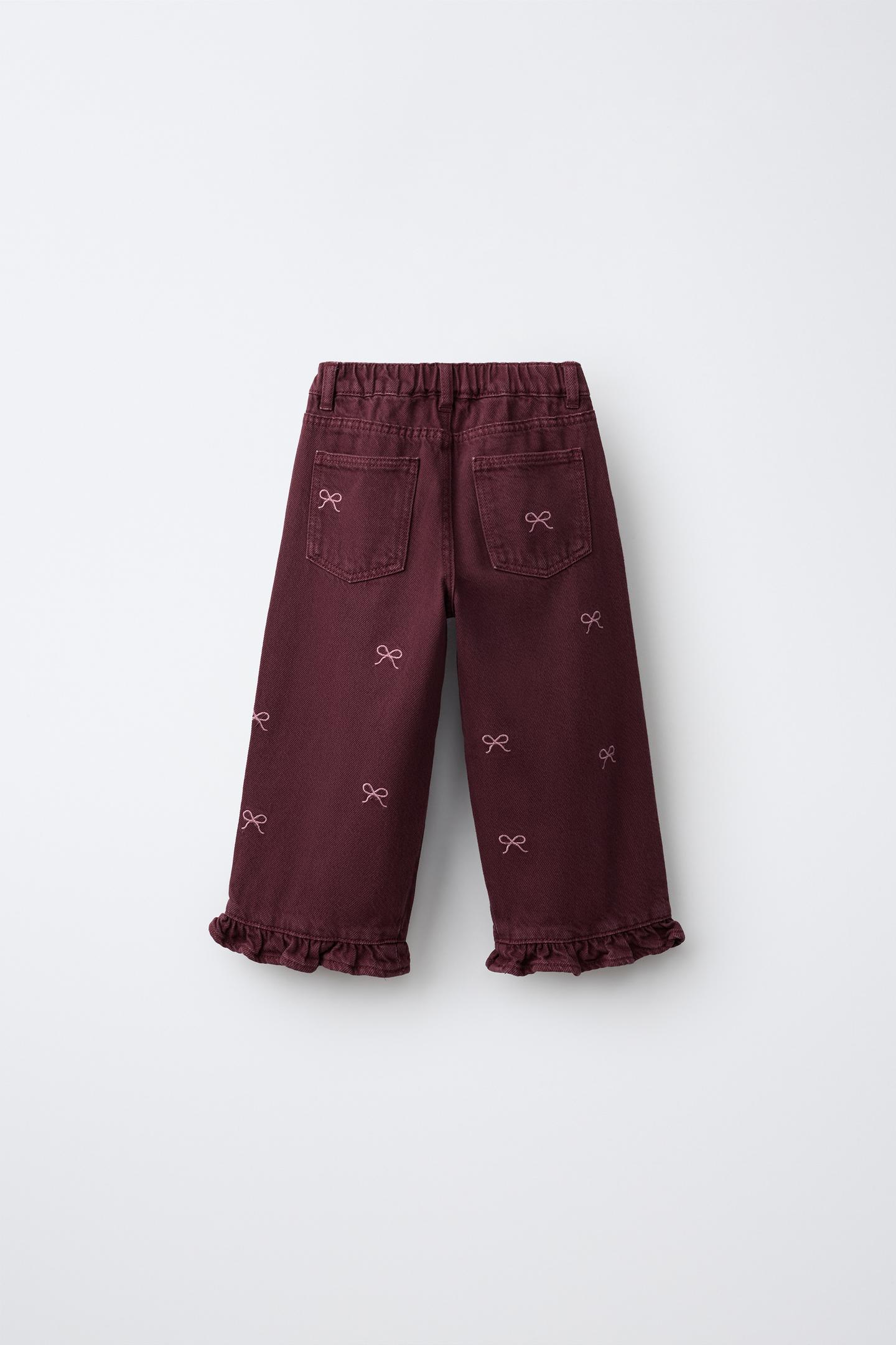 Детские брюки Zara Embroidered Bow Culotte, цвет: Тёмно-бордовый — фото 3