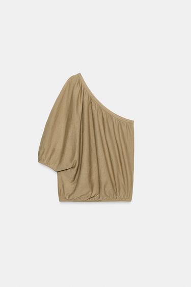 ASYMMETRIC KNIT TOP - Light beige by Zara - Image 6