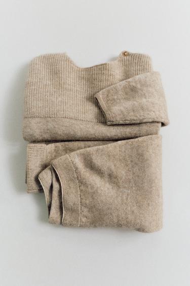 WOOL AND CASHMERE JUMPER - Tan marl by Zara