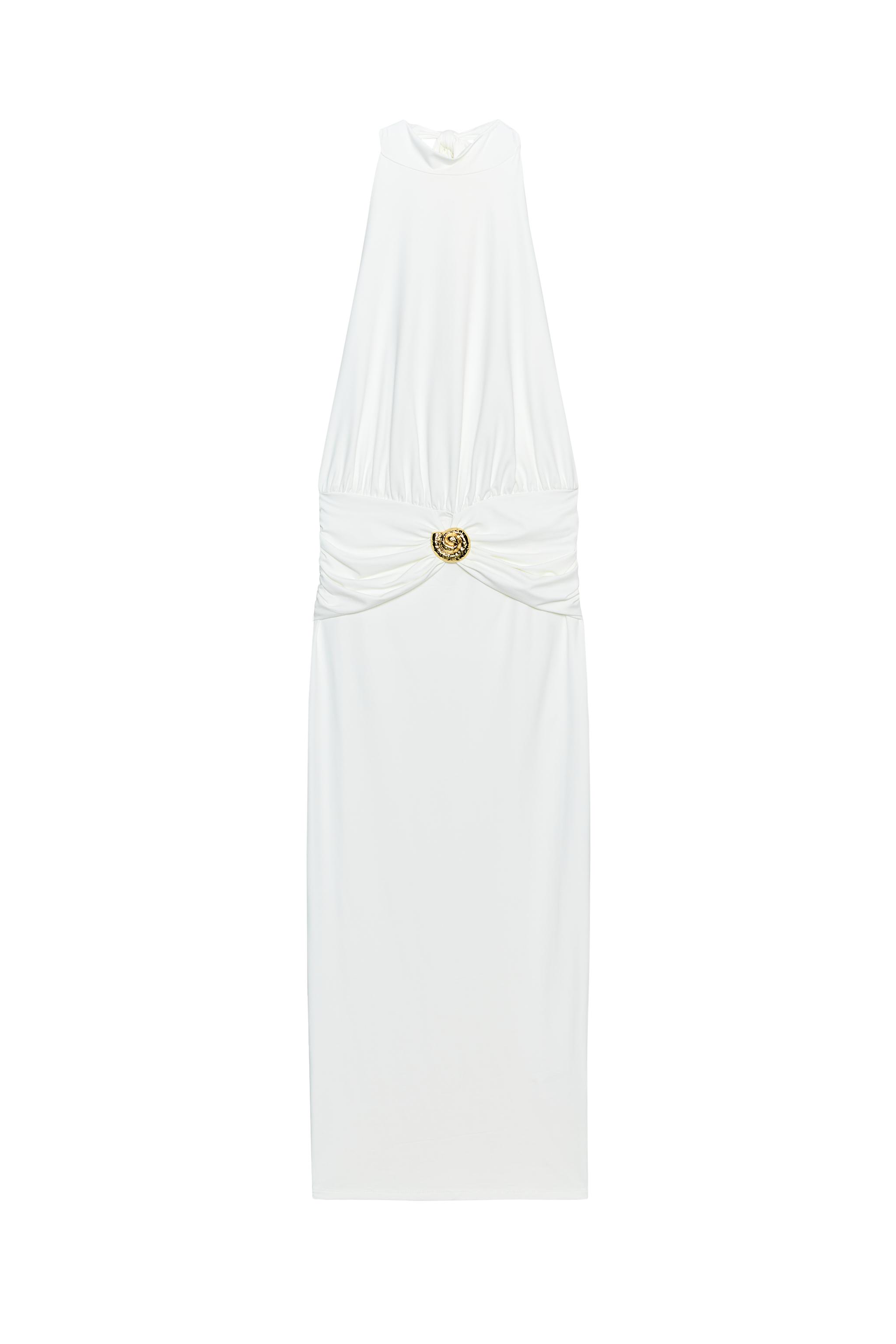 DRAPED HALTER DRESS - Brown | ZARA United States DRAPED HALTER DRESS - Brown | ZARA United States