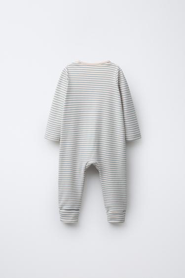 STRIPED SLEEPSUIT WITH CONVERTIBLE FOOT - Bluish by Zara - Image 3