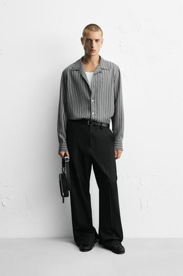 CREASED-EFFECT STRIPED FLOWING SHIRT - striped by Zara