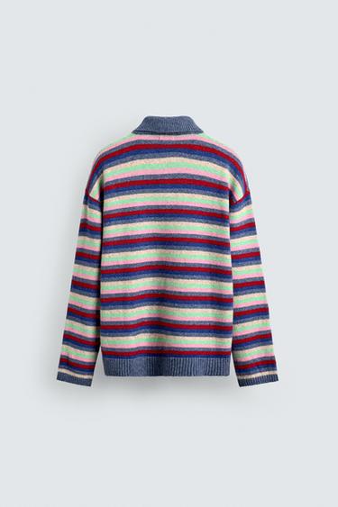 STRIPED JACQUARD KNIT POLO SHIRT - Multicoloured by Zara - Image 7
