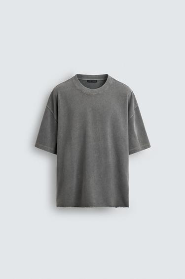 CAMISETA RELAXED FIT LAVADA - Gris antracita de Zara