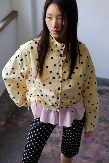 GATHERED POLKA DOT JACKET - black/yellow by Zara