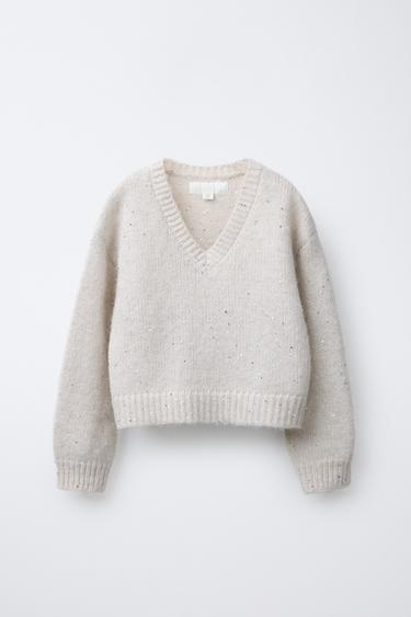 SEQUIN KNIT JUMPER - Ecru by Zara