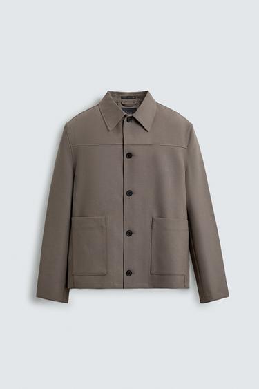 Zara RELAXED FIT POCKET OVERSHIRT - Mink