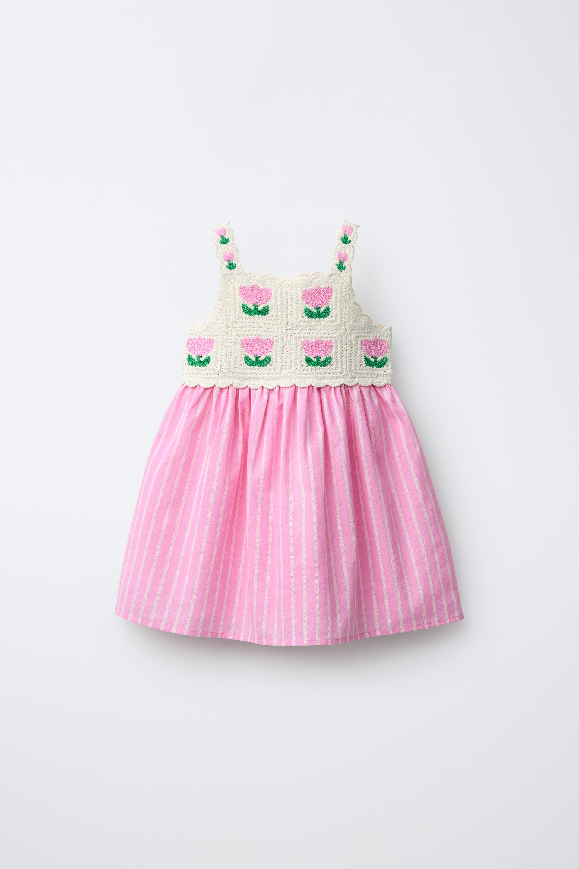 Contrast Crochet Knit Floral Dress