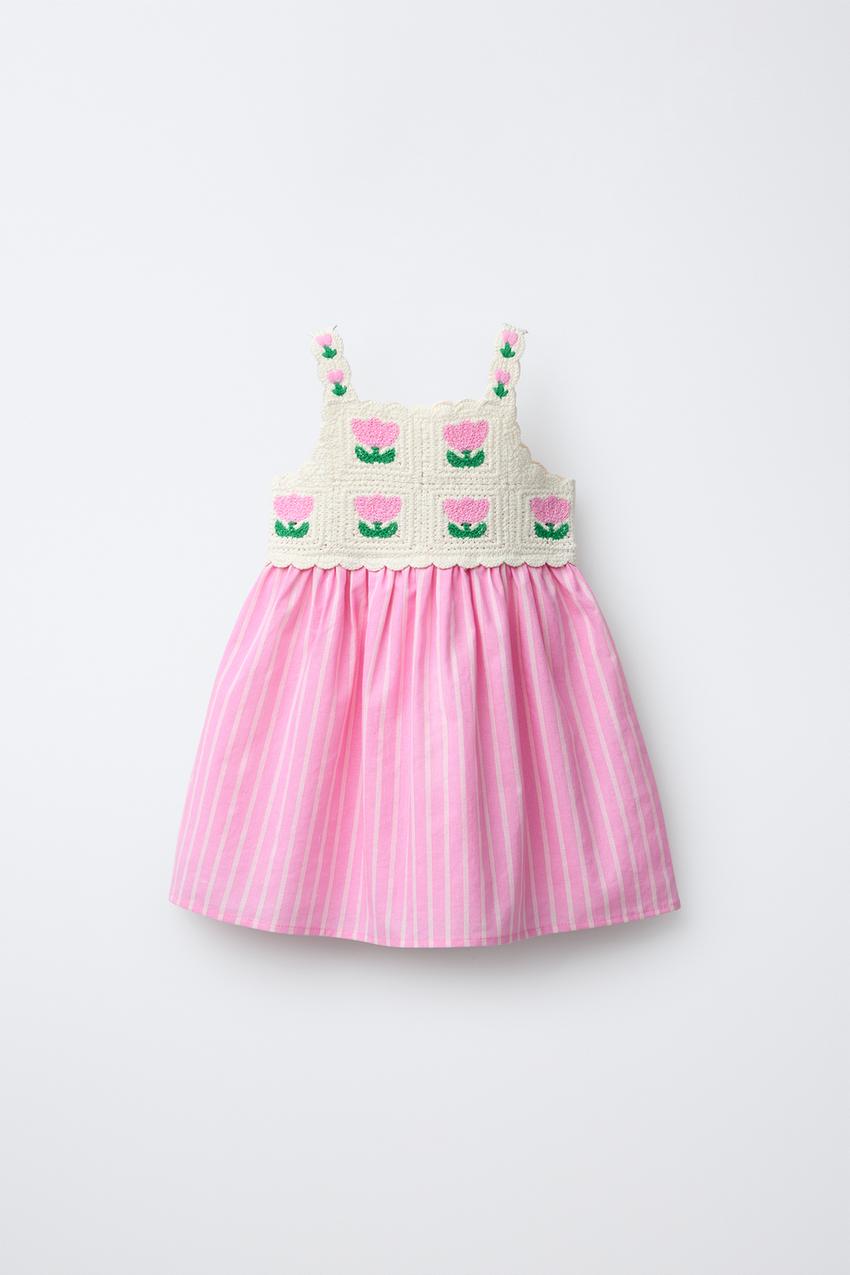 CROCHET KNIT FLORAL COMBINATION DRESS - Pink | ZARA United States CROCHET KNIT FLORAL COMBINATION DRESS - Pink | ZARA United States