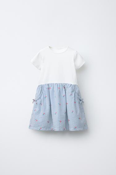 VESTIDO COMBINADO BOLSILLOS - Azul claro de Zara