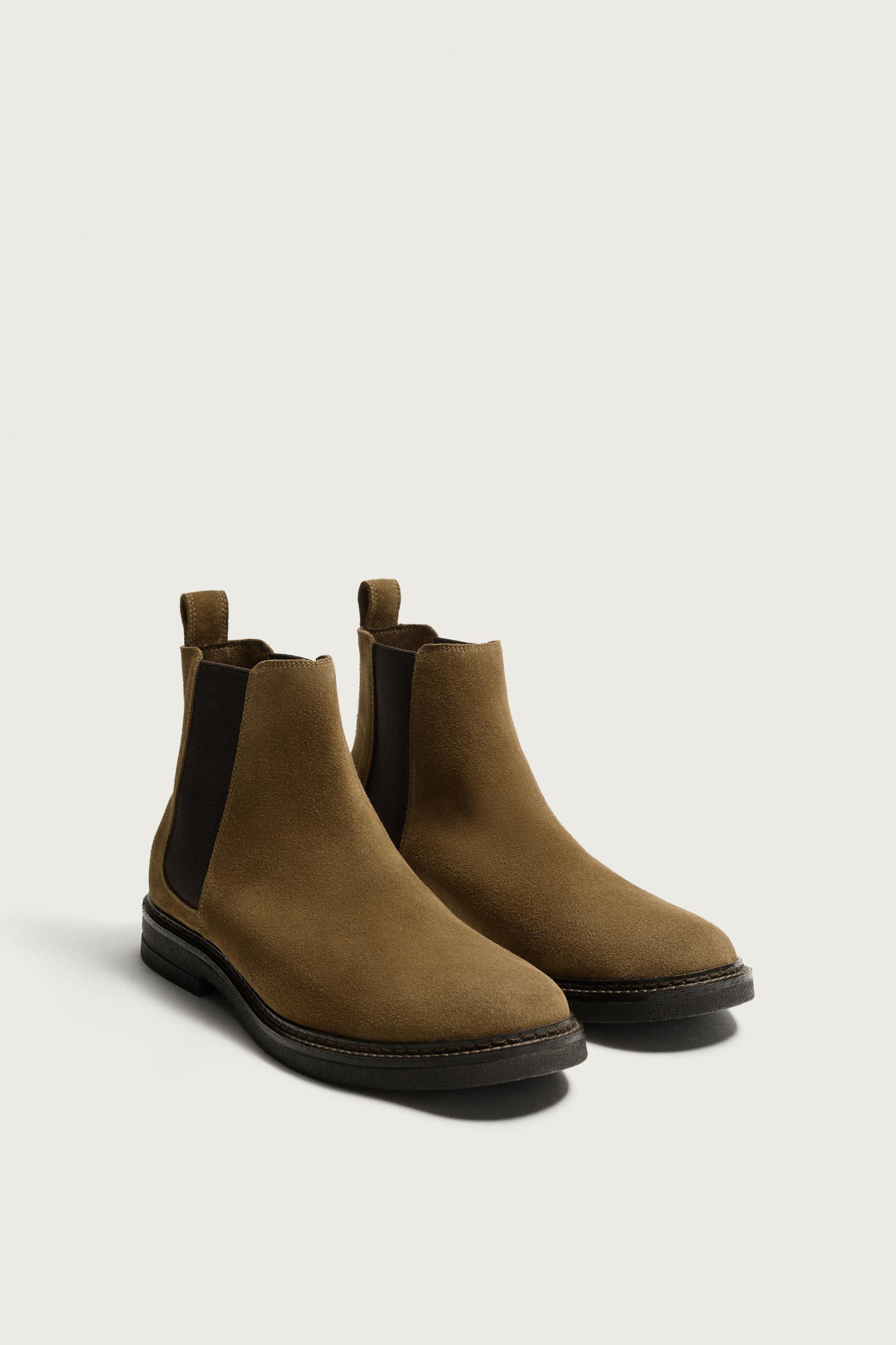 LEATHER CHELSEA BOOTS — Taupe Gray