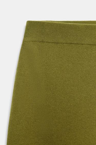 JUPE MI-LONGUE EN MAILLE - Vert mousse de Zara - Image 6