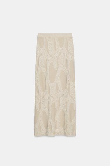 MIDI-NEDERDEL I JACQUARD - middelys råhvid fra Zara