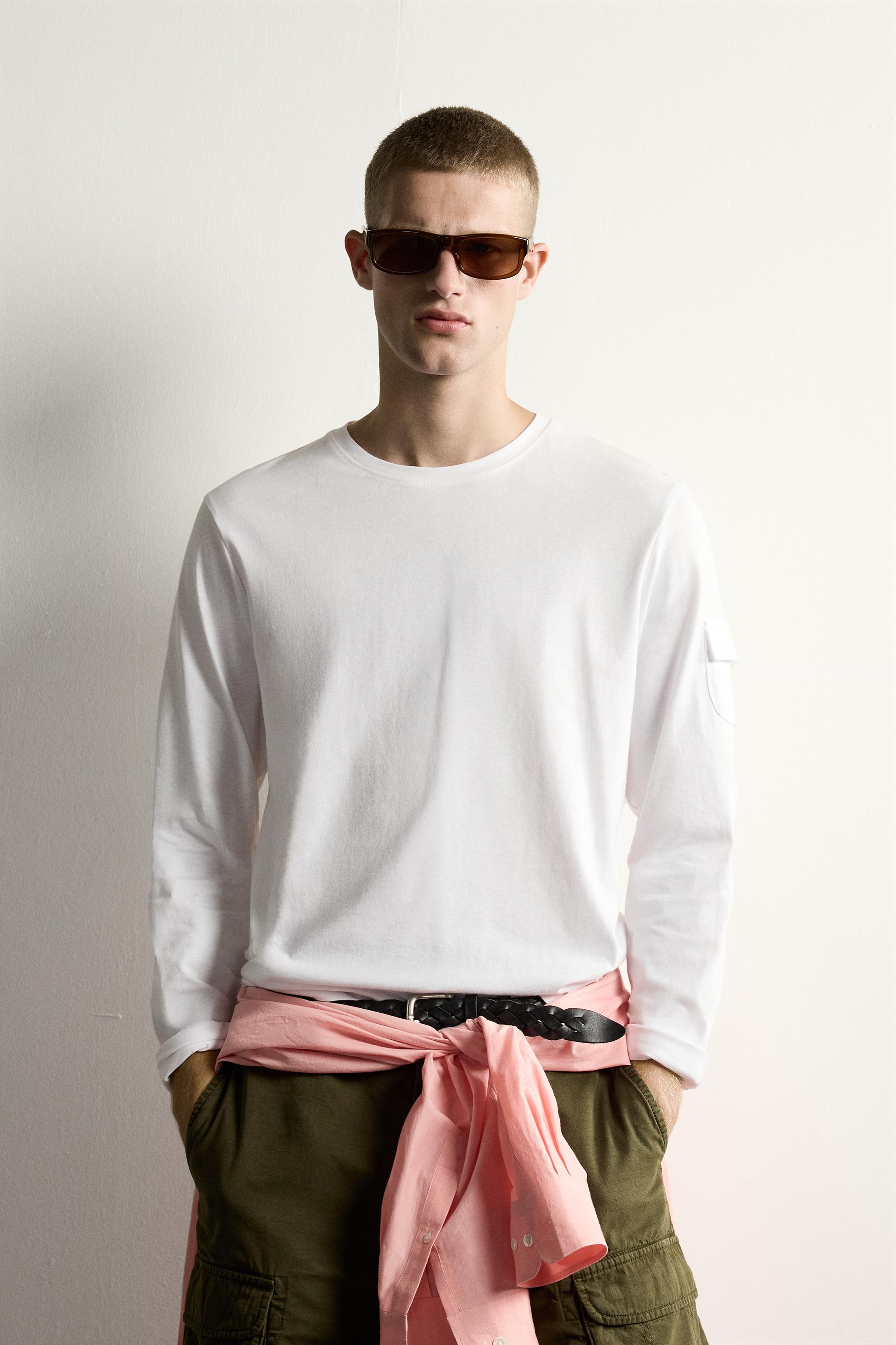 Мужские футболки Zara LONG SLEEVE POCKET T-SHIRT — фото 2