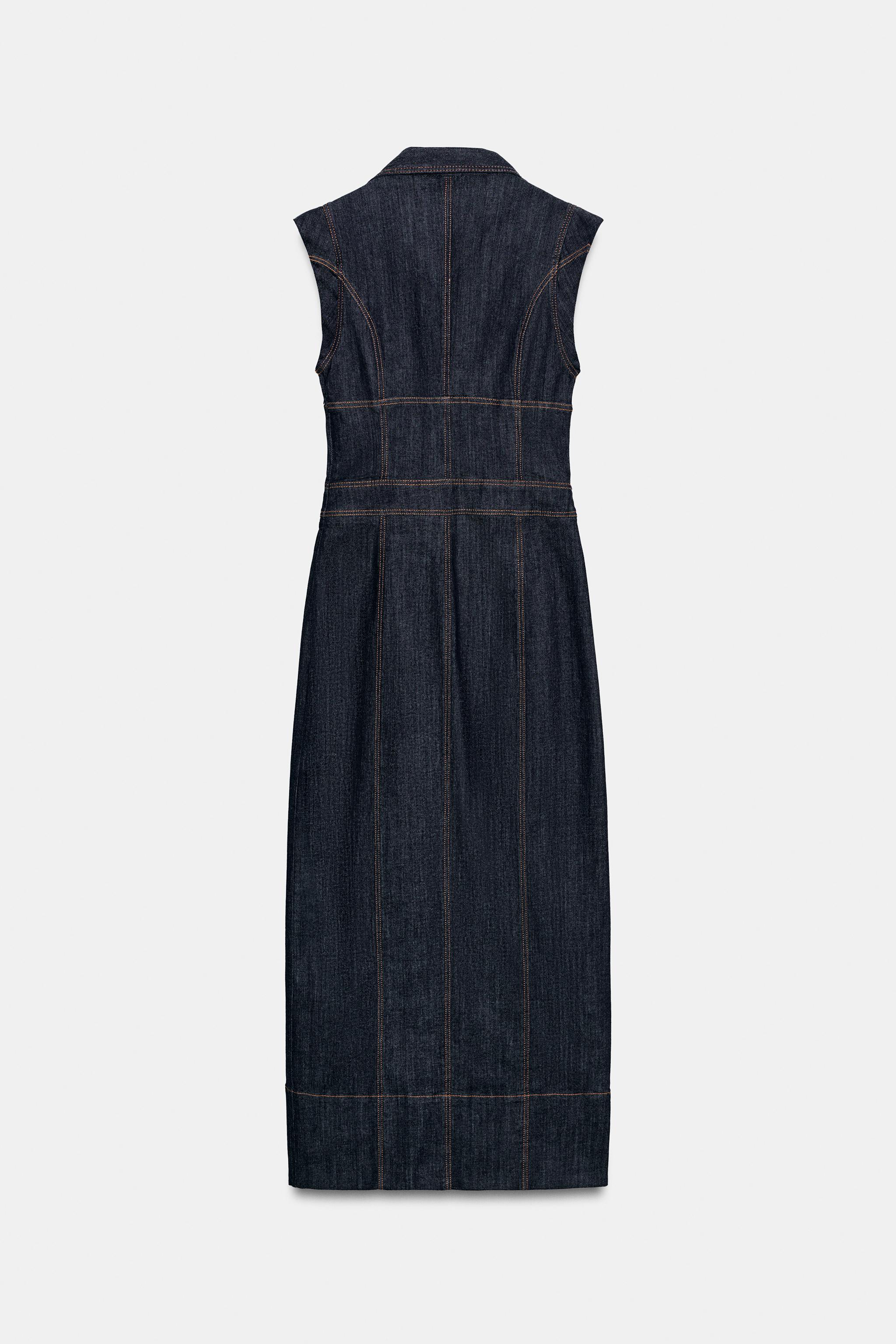 Zara Z1975 MİDİ DENIM ELBİSE görsel 7