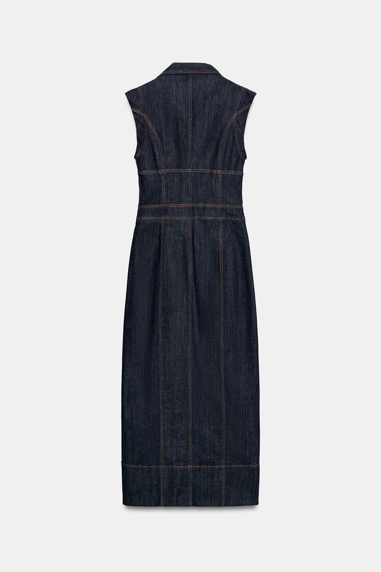 Женское платье Zara Z1975 MIDI Denim Dress, цвет: Индиго — фото 7