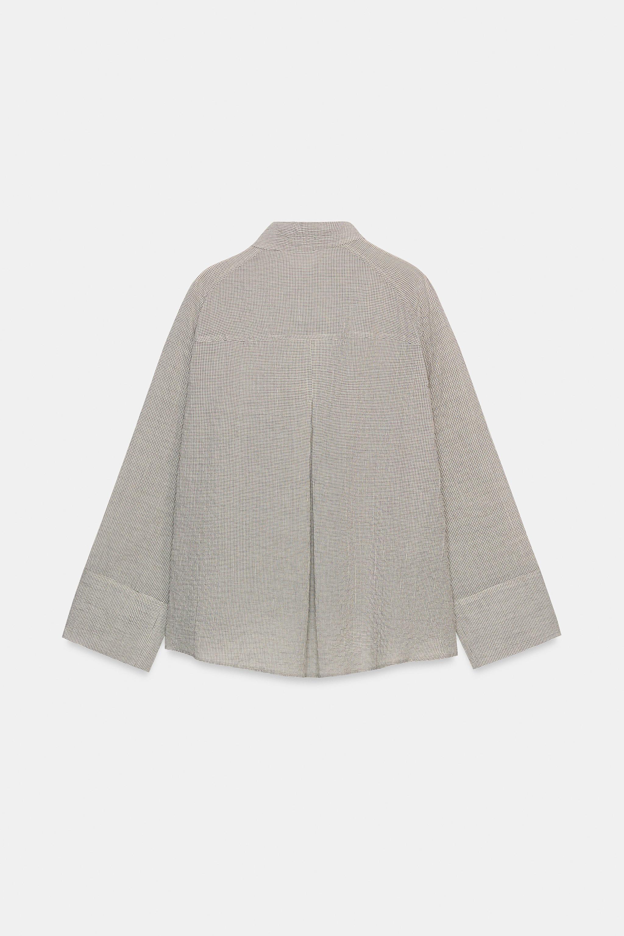 ZW COLLECTION ASYMMETRIC BUTTON-UP SHIRT - Black / White | ZARA