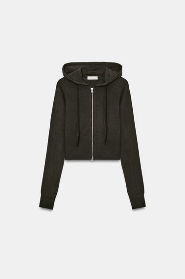 УКОРОЧЕННАЯ ТОЛСТОВКА БЕЗ ШВОВ — КОРИЧНЕВЫЙ С МЕЛАНЖЕВЫМ ЭФФЕКТОМ от Zara