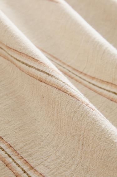 DYED THREAD STRIPED DUVET COVER - Light beige by Zara - Image 4