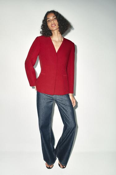BLAZER SIN SOLAPA - Granate de Zara - Imagen 0