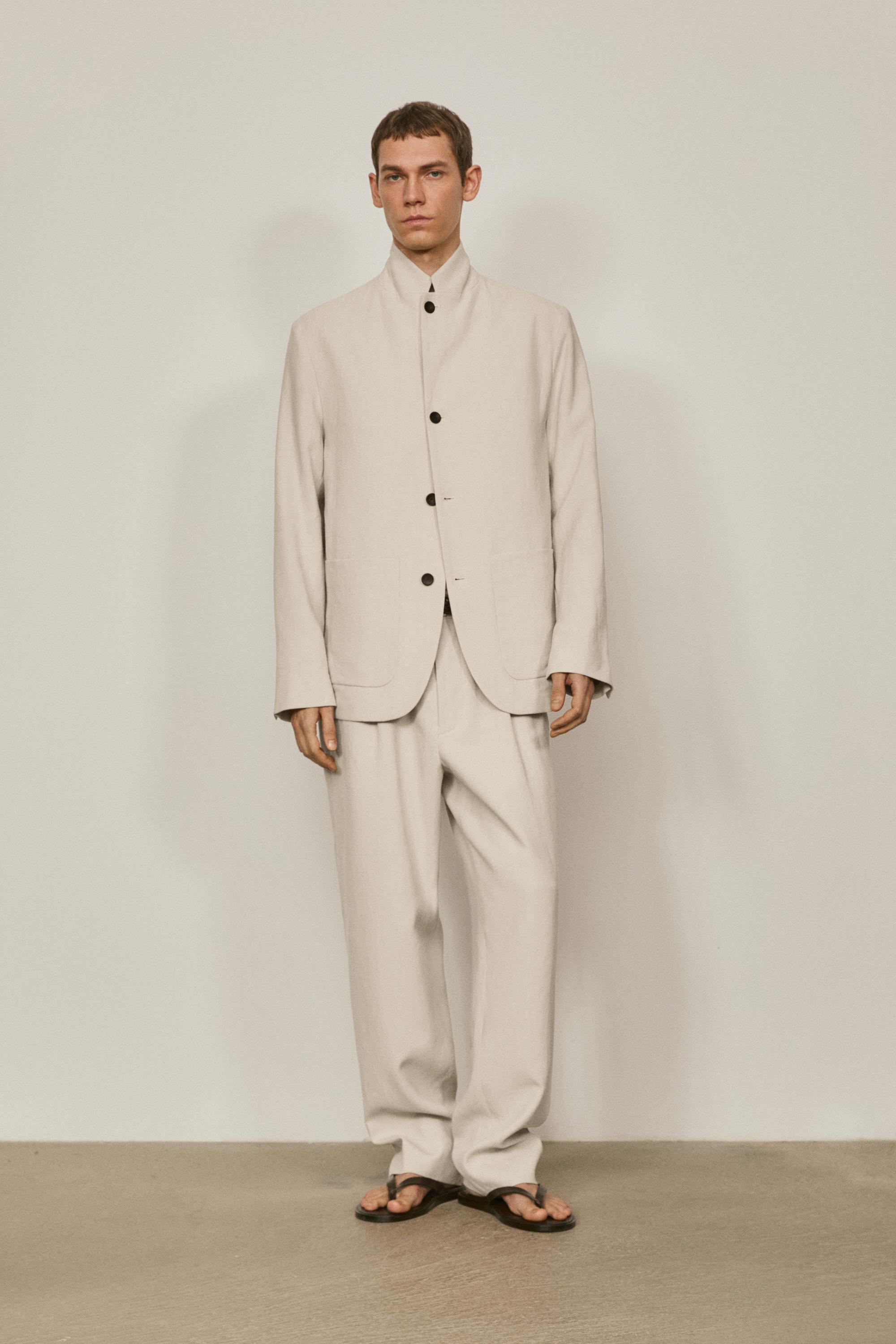 100% linen suit blazer with pocket details - LIMITED EDITION — Ecru