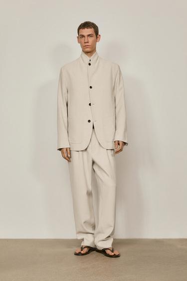 Zara 100% linen suit blazer with pocket details - LIMITED EDITION - Ecru - Image 0