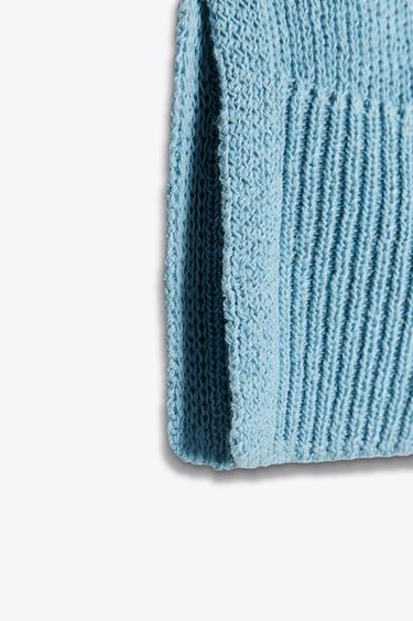 LONG KNIT TOP WITH BELT - Light blue by Zara - Image 6