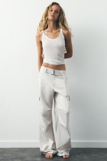 SATIN CARGO TROUSERS - Ice by Zara