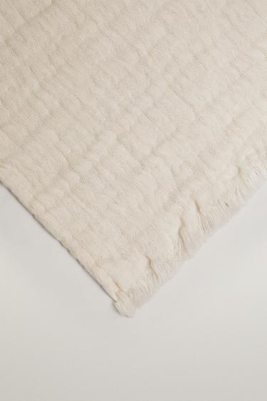 TEXTURED COTTON BLANKET — Ecru 2