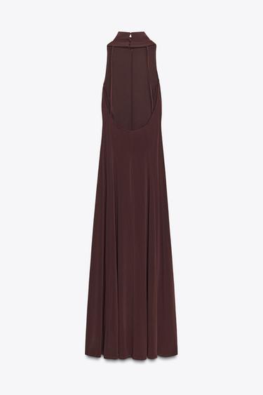 LONG OPEN BACK DRESS - Burgundy by Zara - Image 4