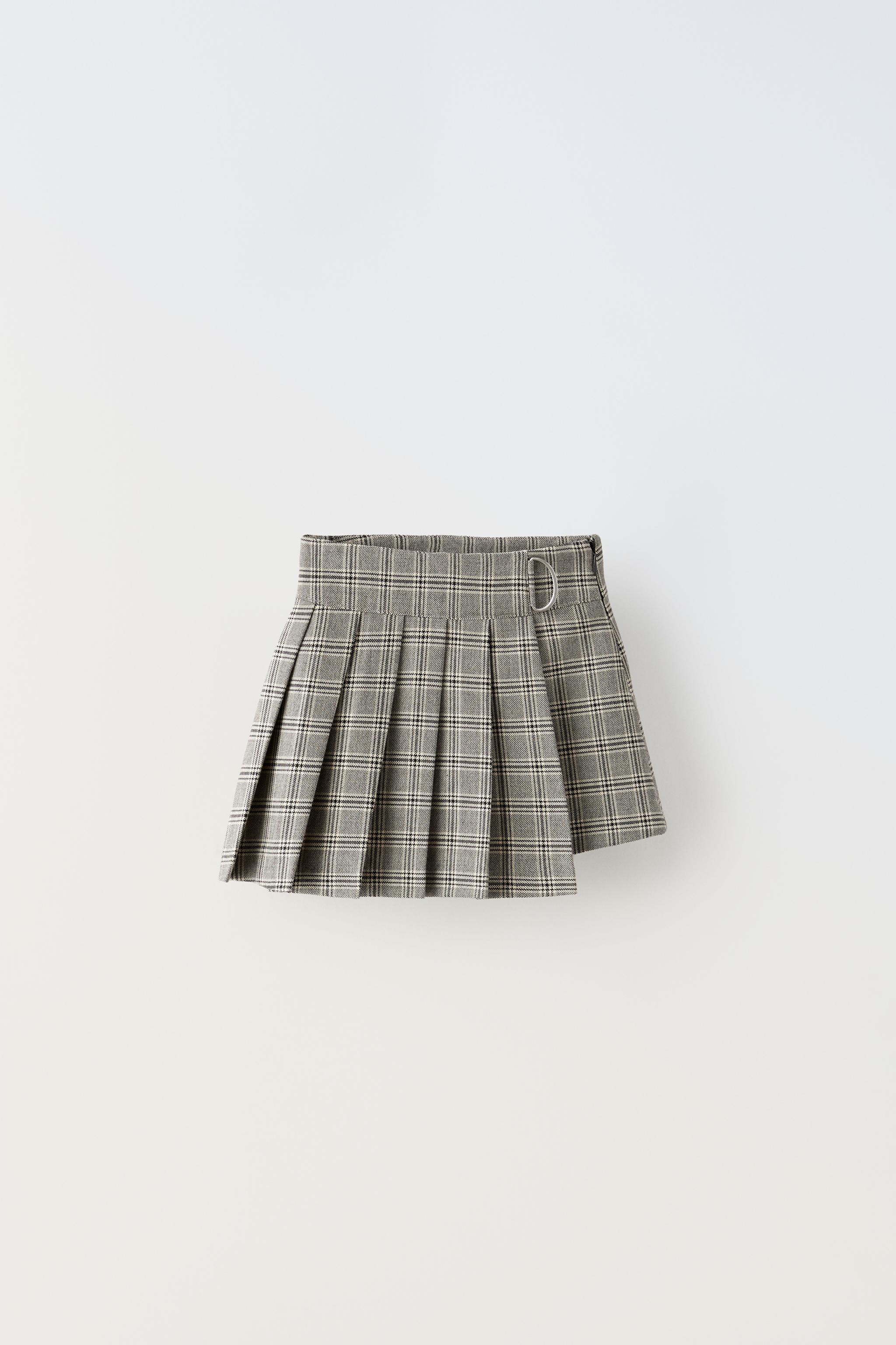 Black and white 2025 checkered skirt zara