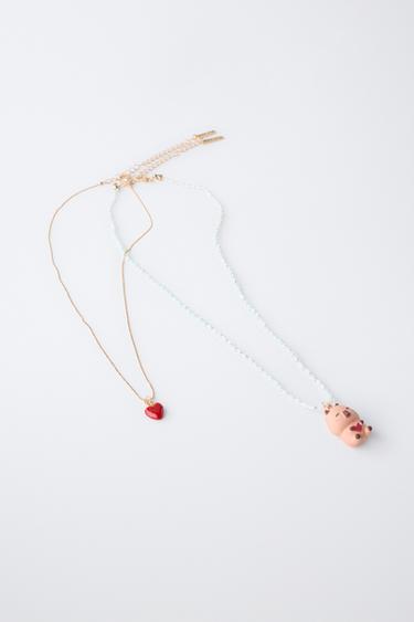 PACK OF TWO BEADED CAPYBARA CAPYFUN © NECKLACES - Brown by Zara - Image 3