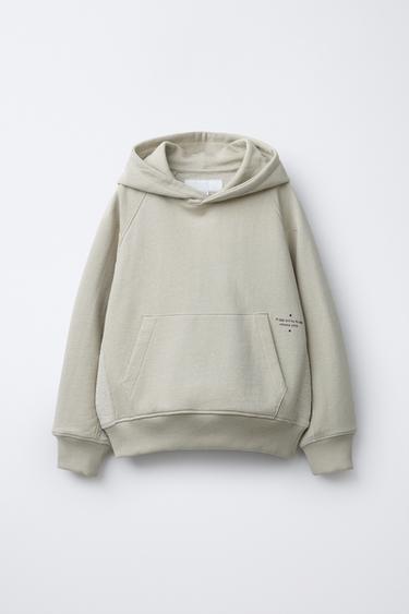 Zara COMBINED HOODIE SWEATSHIRT - Ecru