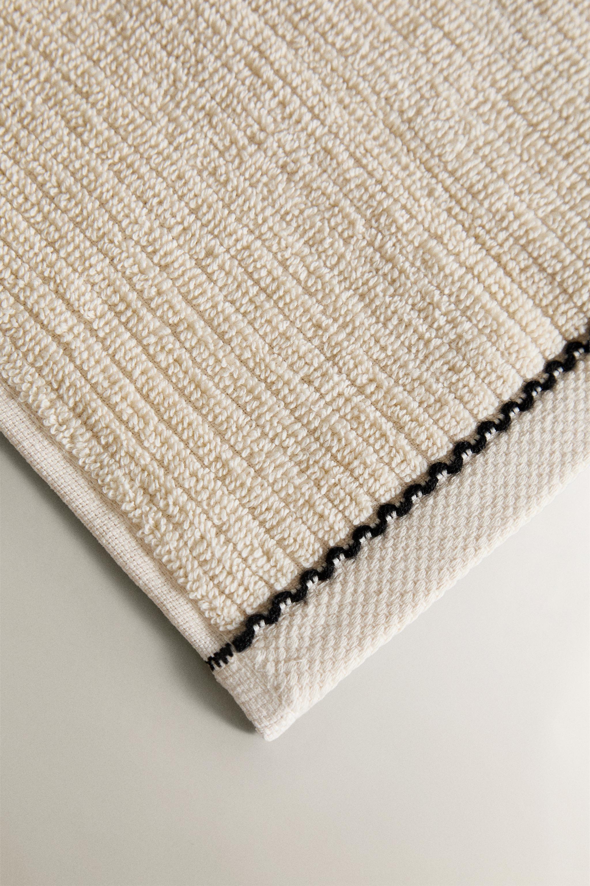 RIB-KNIT HAND TOWEL WITH TOPSTITCHING (PACK OF 3)