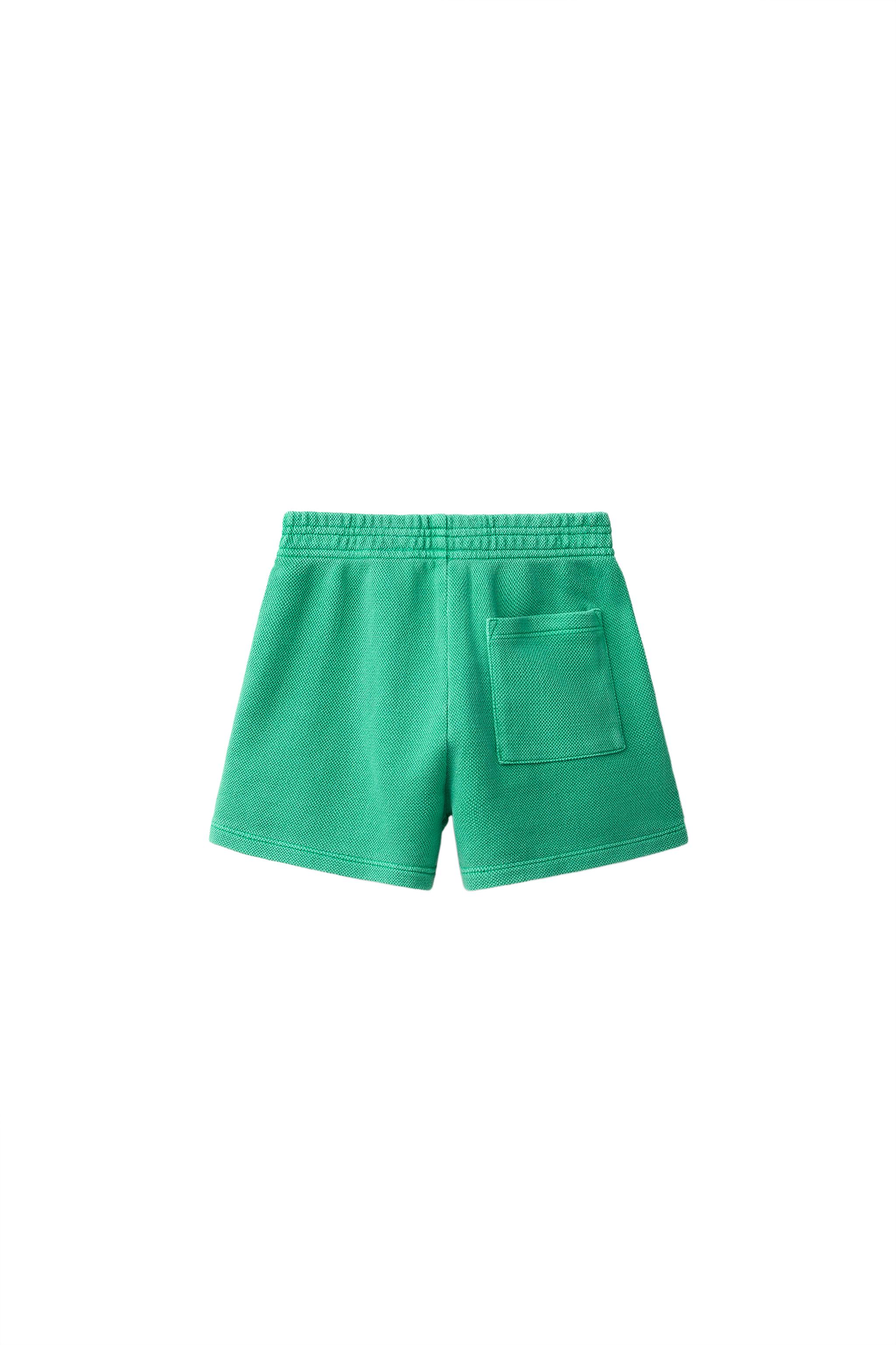 PLAIN PIQUÉ SHORTS — Green