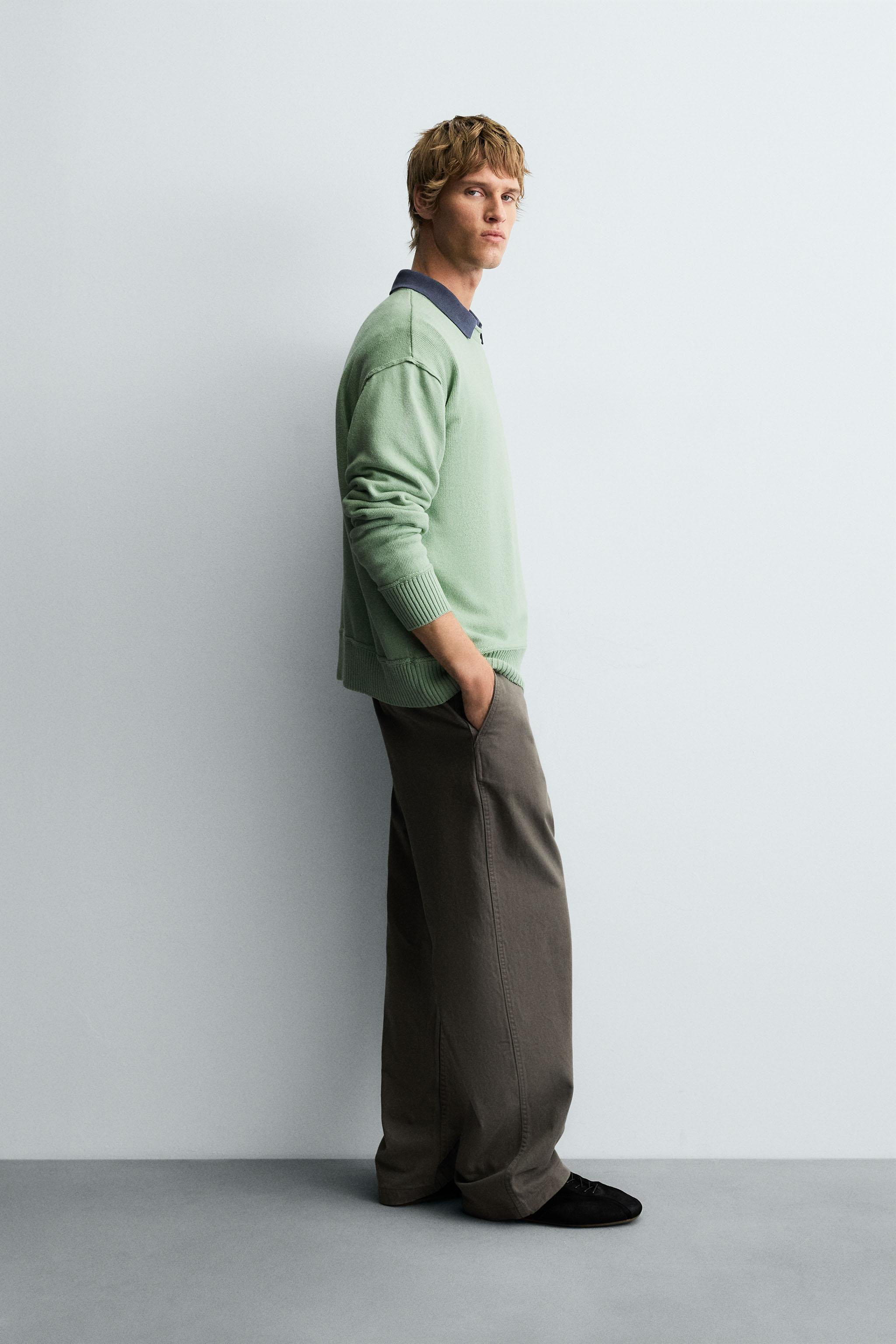 裏返し効果コットンセーター - ミント | ZARA Japan / 日本