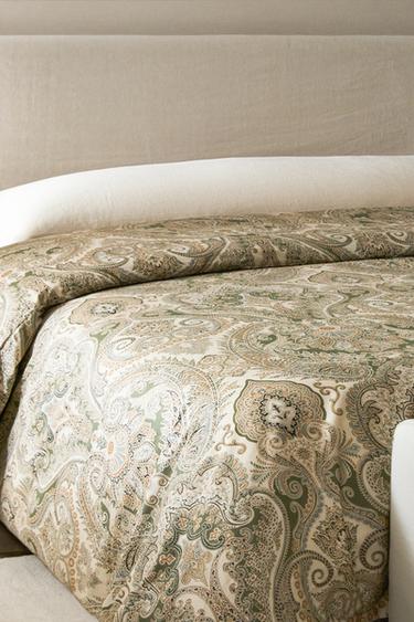 PAISLEY COTTON SATEEN DUVET COVER (300 THREAD COUNT) - Green by Zara
