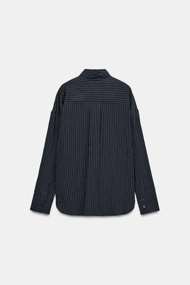 STRIPED FLOWING SHIRT ZW COLLECTION - Navy blue by Zara - Image 5