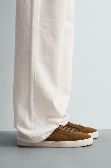LEATHER TRAINERS - Camel Brown by Zara