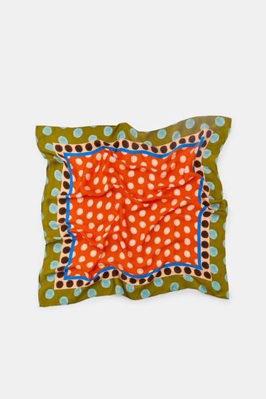 100% VISCOSE POLKA DOT SCARF - Orange by Zara