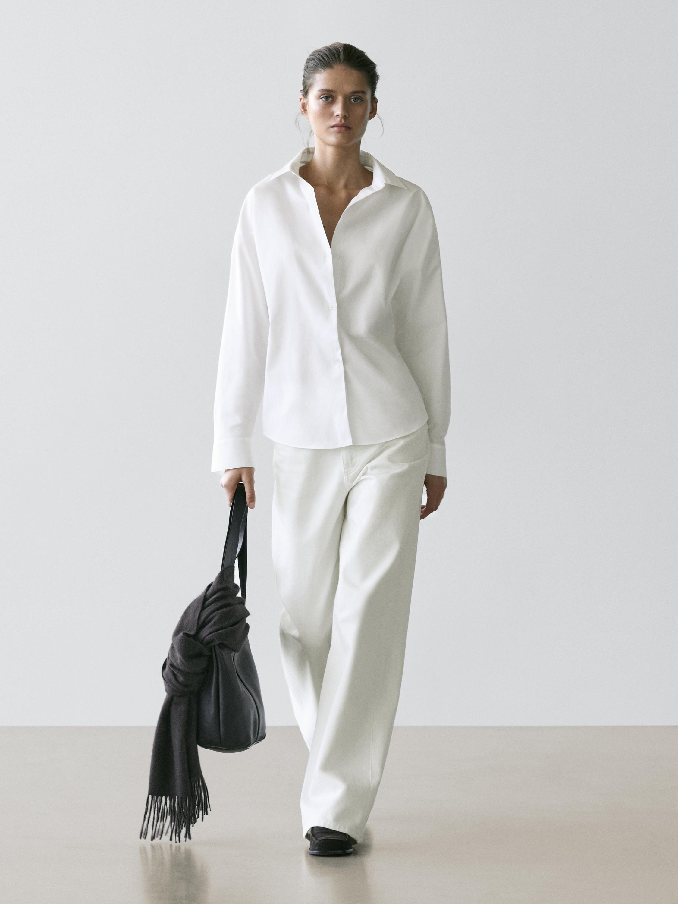 Chemise en popeline de coton à détail pince
