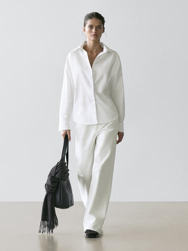 Zara Cotton poplin shirt with dart detail - White - Image 0