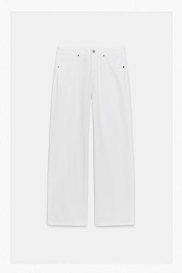 Zara TRF MID-RISE STRAIGHT LEG JEANS - White